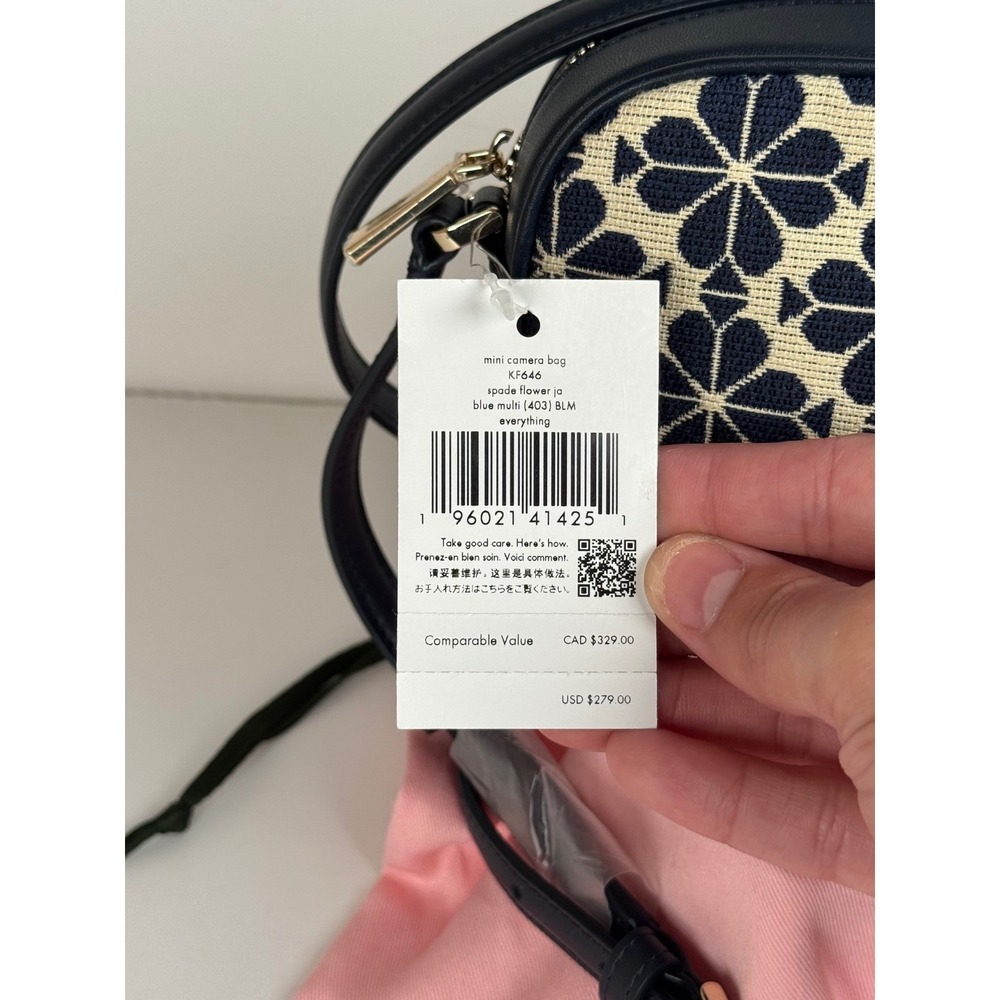 Kate Spade Jacquard Mini Camera Bag Crossbody‎ Purse Floral Navy Blue Multi NWT - Picture 5 of 8